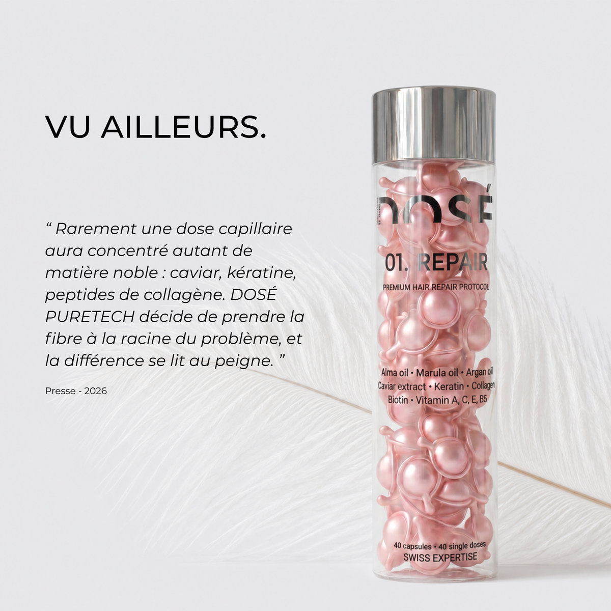 DOSÉ dans la presse — capsules capillaires monodoses de la marque suisse DOSÉ LAB