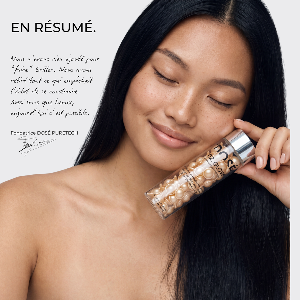 Feryel, fondatrice de DOSÉ LAB — marque suisse de soins capillaires en capsules